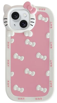 Danzel for iPhone 11 Cute Case, Cartoon Bow Cat Soft Silicone Kawaii Funny Retro Cover (Pink)