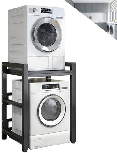 Support de sèche-linge portable réglable en hauteur pour lave-linge et sèche-linge à chargement frontal, capacité de 400 kg, étagère portable pour économiser de l'espace, petite étagère de cuisine et