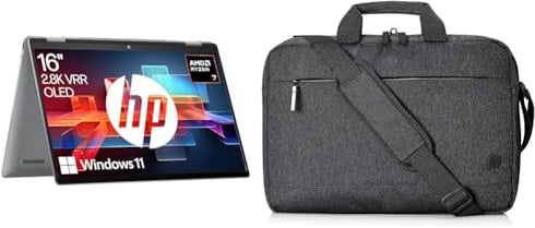 HP Envy x360 2-in1 Laptop | 16” OLED Touchscreen | AMD Ryzen 7 8840HS | 16 GB LPDDR5 RAM | 1TB SSD | AMD Radeon-Grafikeinheit | Windows 11 Home | Copilot+ Key | QWERTZ | Silber Laptophülle