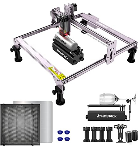 ATOMSTACK 40W Lasergravierer mit R3 PRO Laser Rotationswalze und F2 Honeycomb Arbeitstisch, 5.5W Ausgangsleistung, Fixfokus-Laser Graviermaschine, 410 * 400mm Arbeitsbereich für Metall, Holz, Leder
