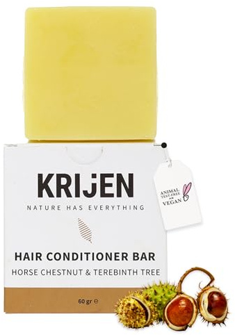 Krijen Fester Veganer Haarbalsam mit Terebinthen-, Rosskastanien-, Vanille- & Pfefferminzöl – Regenerierend & Feuchtigkeitsspendend – Für Trockenes, Glattes & Leicht Kämmbares Haar – 60 g