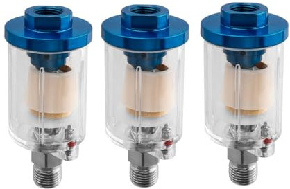 Bestgle 3pz Filtro per Pistola per Verniciatura a Spruzzo, Mini Filtro Aria Compressa Separatore Trappola Acqua 1/4 Filtro Separatore per Pistola per Verniciatura