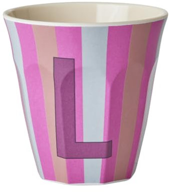 ReWu Rice Melmain Becher Medium Jungen - Buchstabe L - Kinderbecher Campingbecher Campnggeschirr Trinkbecher Melamingeschirr Bruchsicher BPA-Frei 250ml