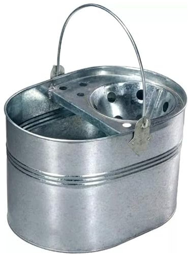 13L Galvanised Metal Mop Bucket with Handle – Heavy Duty Steel Cleaning Pail for Home, Office & Commercial Use – Durable Silver Bucket for Mopping, General Cleaning & Water Carrying