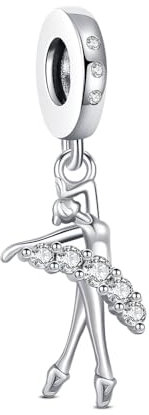 KEQ 925 Sterling Silber Charme drehender Ballerina Anhänger für Armband und Halskette als Geschenke Für Tochter, Enkelin, Nichte, Geburtstag von Mama und Freunden (Tanzende Ballerina Anhänger)