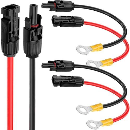 Xiatiaosann Solar Panel to O Ring Cable, 10AWG Solar Panel Connecter O Ring Adaptor Extension Cable for Solar Charge Controller Solar Generator Inverter Battery Pack Charger