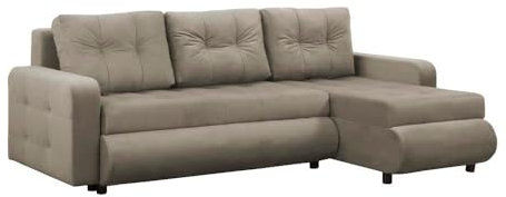 FORNIRO 24 Fabio Ecksofa mit Schlaffunktion und Bettkasten - Sofa mit 3 Sitzen und Robustem Überzug - Schlafcouch L-Form Universal - Modern Couch - 226x143x83 cm - Farben (Stoff Basic, Creme)