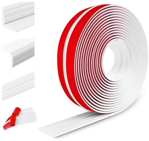 Peel and Stick Wall Moulding Trim Flexible Edging Trim Self Adhesive Wall Corner Protectors Edging Strip for Home Decor Floor Transition (60mm×12m, White)