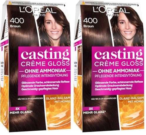 L'Oréal Paris casting Creme Gloss Color Care pelo, Brown 400, 1er Paquete (1 x 1 pieza) (Paquete de 2)