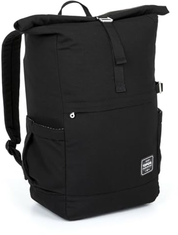 TOPGAL EZRA – Leichter Rolltop-Freizeitrucksack mit Laptopfach (15″), 19 L Volumen, ergonomisch & wasserabweisend, City-Rucksack für Teenager & Erwachsene (Schwarz)