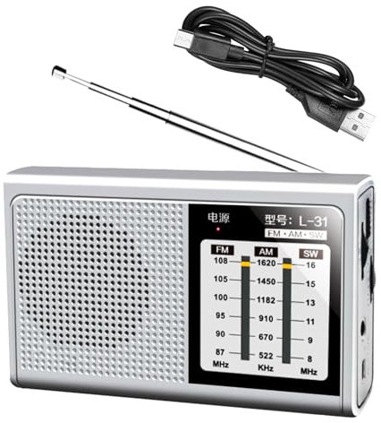 Radios Portatives Ondes Courtes AM/FM | Radio de Table Portable Rechargeable USB,Excellente Réception, Appareil Léger pour Écouter Les Actualités et Musique en Voyage