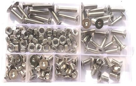 M2 M2.5 M3 M4 M5 M6 304 Edelstahl Bolzen Sechskant Innensechskant Flachkopf Senkkopf Senken Schraube Und Sechskantmutter Möbelschrauben Kit Set(M6 (120pcs))