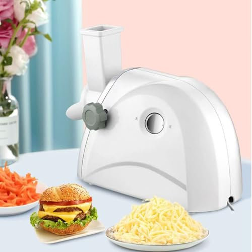 Electric Cheese Grater, Electric Salad Maker, Multifunctional Grater, Fruit Cutter, Automatic Vegetable Cutter, Food Processor, Cheese, Cucumber, Carrot, White