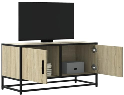WEMYUFURN TV-Schrank Sonoma-Eiche Couchtisch lowboard Sideboard hängend tv möbel 80x34,5x40 cm Holzwerkstoff und Metall