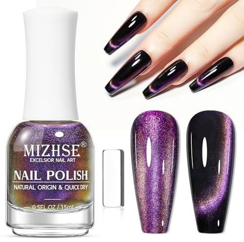 MIZHSE Cat Eye Nagellack Ohne UV 9D Cateye Nail Polish Schnelltrocknend | Holographisch Glitzer Cat Eye, Magnet Nagellack, Cateye Effekt Nageldesign, 15ml