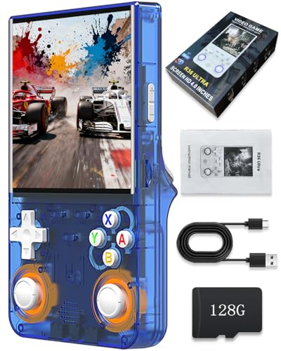 La Nouvelle Console de Jeux Portable R36 Ultra est dotée d'un écran IPS de 4 Pouces, d'une Carte intégrée de 64 Go et de 20 000 Jeux, d'une compatibilité avec Le système Linux et d'une (Bleu,128G)