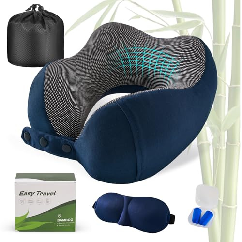 Cirorld Oreiller de Voyage pour Avion, Coussin de Nuque pour Voyage, Oreiller de Voyage en Mousse à Mémoire de Forme pour Adultes, Oreiller de Vol Réglable et Compact, Coussin de Nuque Ergonomique
