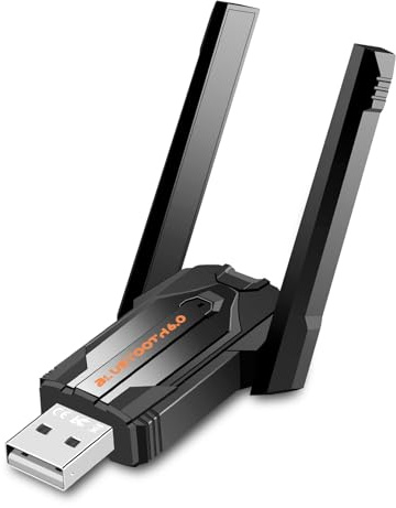 Bluetooth Adapter 6.0 Mit Großer Übertragungsreichweite für PC Windows 11/10/8.1, USB Dongle für Bis zu 5 Geräte simultan, Große Reichweite, Niedrige Latenz