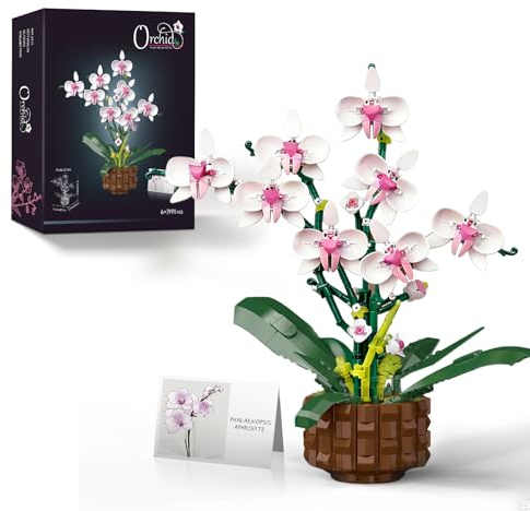 Orchid Flower Building Blocks Set,Botanicals Orchid Building Sets with LED,Artificial Flowers Plant Toys Building Kit,Compatible with Lego Flowers Home Decor Gift for Anniversary Mother's Day (991Pcs)