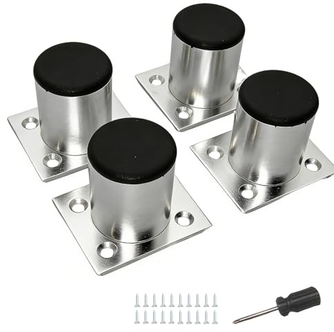 Lot de 4 Pied De Meuble Reglable, 5 cm Pieds De Meuble Reglable en Alliage d'Aluminium Épais, Pieds De Meubles Avec Patins Antidérapants, Résistant à La Rouille Et à l'Usure, Vis Et Tournevis Inclus