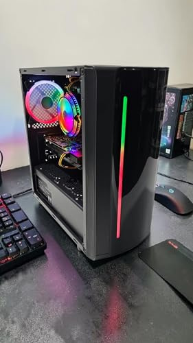 WebTro 0335 Beams Kids Gaming PC, Black, RGB Lighting, Mid Tower Desktop Computer