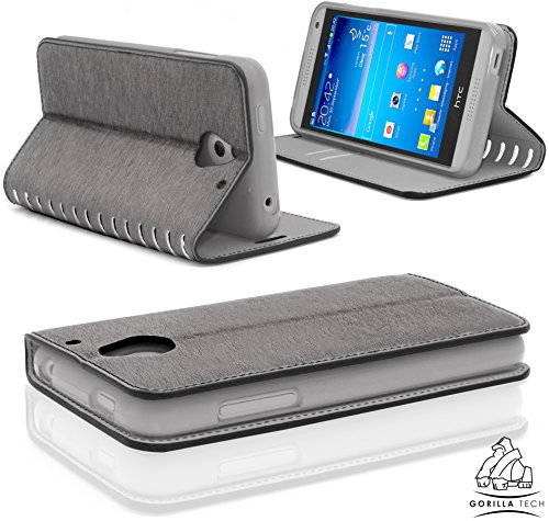Apple iPhone 8 Plus and iPhone 7 Plus Designer Case Slim Luxury Leather Flip Cover Stand by Gorilla Tech Brand Protective Magnetic Closing Designer Cover All Round 3D Full Protection Grey Colour