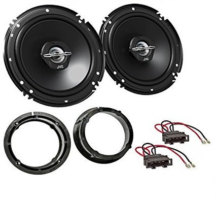 LSP-Set: JVC - CS-J620X - 300Watt / 30Watt RMS 2-Wege Koaxial - Lautsprecher-Paar + Lautsprecherkabel und Ringe für VW ◦Golf IV ◦Passat ab 1996 •SEAT ◦Toledo ab 1999 ◦Ibiza ab 10/96