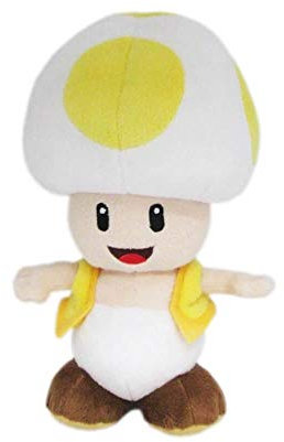 San-Ei Plüschtier Super Mario Toad gelb Höhe 19 cm
