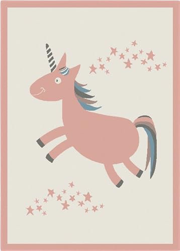 LIVONE Kinderteppich Happy Rugs Einhorn rosa/Creme 120x180 cm