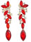 Art Deco Hochzeit Braut Partei Rot Strass Marquise Cluster Chandelier Kronleuchter Lange Baumelnde Statement Ohrringe