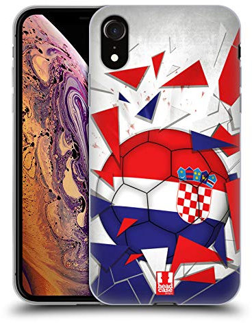 Head Case Designs Kroatien Fussball Glassplitter Gel Handyhülle Hülle [Militärischer Schutzgrad] Kompatibel mit Apple iPhone XR
