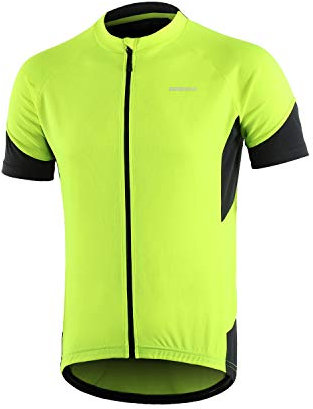 BERGRISAR Men's Cycling Jersey Tops Short Sleeves MTB Jersey Breathable Quick-Dry Mountain Bike Bicycle Clothing BG650 Green Size X-Large