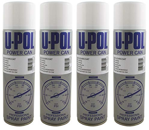 U-POL Power Can Clear LACQUER 500ml Aerosol Paint Powercan CLEARCOAT Upol X4 Pack