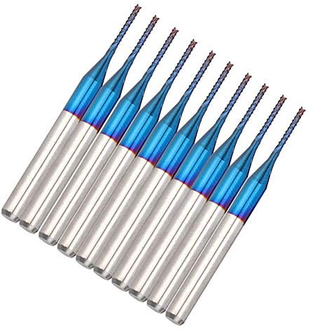 10 Stück Schaftfräser Satz Hartmetallfräser Blue Corn Cutter CNC PCB Gravur Fräswerkzeug Carving Drill Werkzeuge(1.0mm)