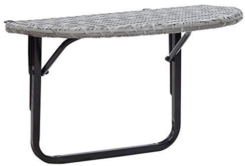 pedkit Balkontisch Klappbar Balkonh?ngetisch Grau 60 x 60 x 50 cm (L x B x H) Klapptisch Balkonm?Bel Tisch H?ngetisch Poly Rattan Stahl