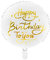 Folienballon Happy Birthday to You 35cm rund Helium Luftballon Kindergeburtstag Geburtstag weiß gold