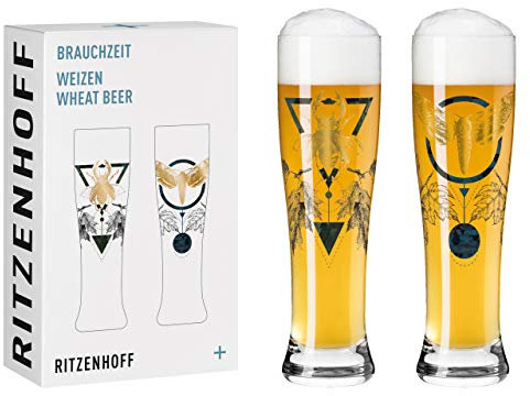 Ritzenhoff 3481003 Verre à bière de blé 500 ml - set de 2 - série Brauchzeit set n° 3-2 pièces avec impression numérique multicolore