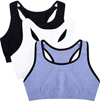 Fruit of the Loom Women's Built Up Tank Style Sports Bra, Blue Gem Heather with Black/White/Grey, 38