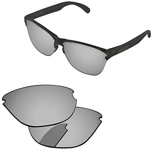 PapaViva Lentes de repuesto para Oakley Frogskins Lite OO9374, Pro+ Chrome Silver Polarizado - Anti-sal, Talla única