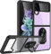 Niopiee for Samsung Galaxy Z Flip 3 Case Foldable Seperate Clear Shockproof Case with Ring Kickstand Hybrid Heavy Duty Protective Case Anti-Scratch Phone Cover for Samsung Galaxy Z Flip 3
