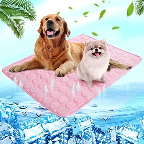Shujin Kühlmatte Hunde Katzen für Sommer Kühlende Haustiermatte Selbstkühlend Waschbar Kühlpad wasserdichte Kühlkissen rutschfeste Komfortabel Kühlbett(Rosa,S (50 * 40 cm))