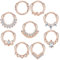 Kakonia 9stk Septum Piercing Chirurgenstahl für Damen Herren 16G Zirkonia Nasenpiercing Ring Tragus Daith Helix Piercing Ring Roségold Septum Piercing Set