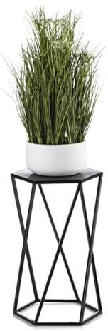 HowHomely Schwarz Blumenständer Metall 40 cm Hoch - Solider Blumenhocker in Sechseckiger Form - Pflanzenständer im Loft-Stil für die Innendekoration