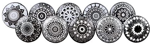 Craft Trade Sortiert Schwarz und Weiß Türschrankknopf Boho Antik Keramik-Türknöpfe Kommode Schublade Zieht Hardware Knöpfe fur Küche Möbel Messing und Schrank - 10 Stück
