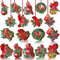 BBTO 36 Stück Weihnachten Kardinal Ornament Rot Kardinal Holz Dekor für Weihnachtsbaum Druck Mini Red Bird Kardinal Dekoration Weihnachtsstern Hängende Figur Ornament für Urlaub Weihnachtsbaum