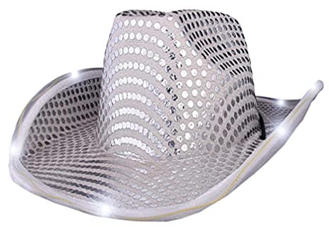 Gadpiparty Cowboy-Showhut Cowboyhütte Kuhkostüm Lila Hüte für Frauen braunes Kleid stutzenhalter Cowgirl-Hut weiblicher Hut Strand Strasssteine Sonnenhut Cowboy-Hut Mann Pailletten LED-Licht