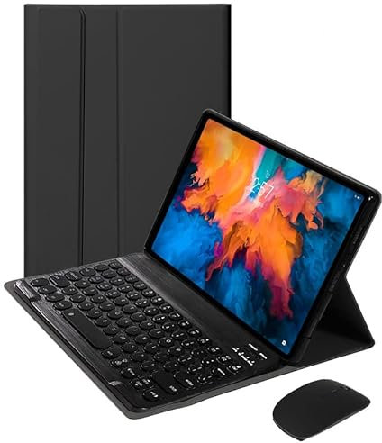 CHSTLS Funda Teclado con Mouse para Lenovo Tab M10 Plus 10.6 Pulgada (2022 3rd Gen) / TB-125F TB-128F, Carcasa Delgada con Magnético QWERTY-US Teclado Bluetooth Inalámbrico Removible - Negro