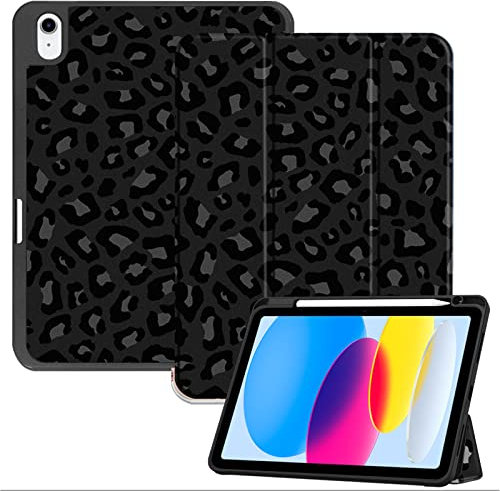 Deokke Custodia Cover Custodia iPad (A16) 11a Generazione 2025 /iPad 10a Generazione 2022,Supporto Della Penna Soft Back Automatico Sleep/Wake Cover Ragazze Donne(Nero leopardato Ghepardo)