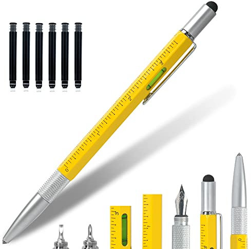 Gifts for Men - Stocking Fillers for Mens Gifts for Christmas Gifts for Dad hongred Multi Tool Pen Secret Santa Gifts for Men 7 in 1 Fountain Pen Birthday Gifts for Him Funny Gifts for Men, Women