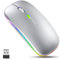 GLOBAL TECH LED Wireless Mouse, Slim Rechargeable Wireless Silent Mouse, 2.4G Portable USB Optical Cordless Mice with USB Receiver for Laptop, PC, Computer, Mac (Silver)